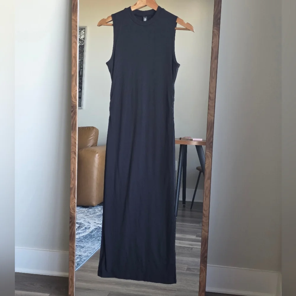 Vuori Pose Midi Tank Dress, Size Small, Black, Ribbed Midi Dress - Picture 2 of 10